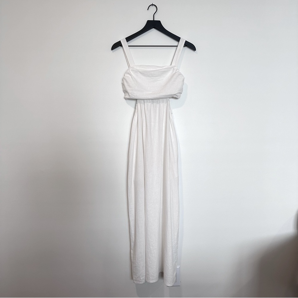 White Cut-Out Linen Dress